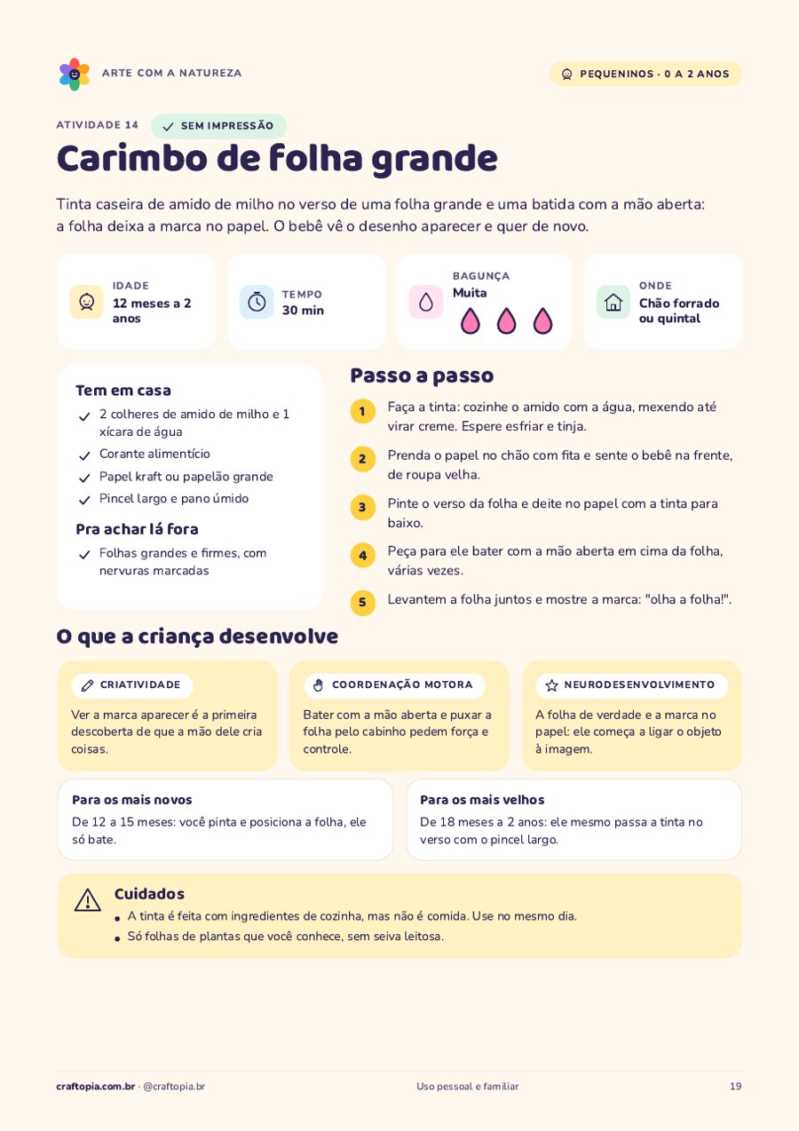 Página 5 de amostra de Arte com a natureza para pequeninos