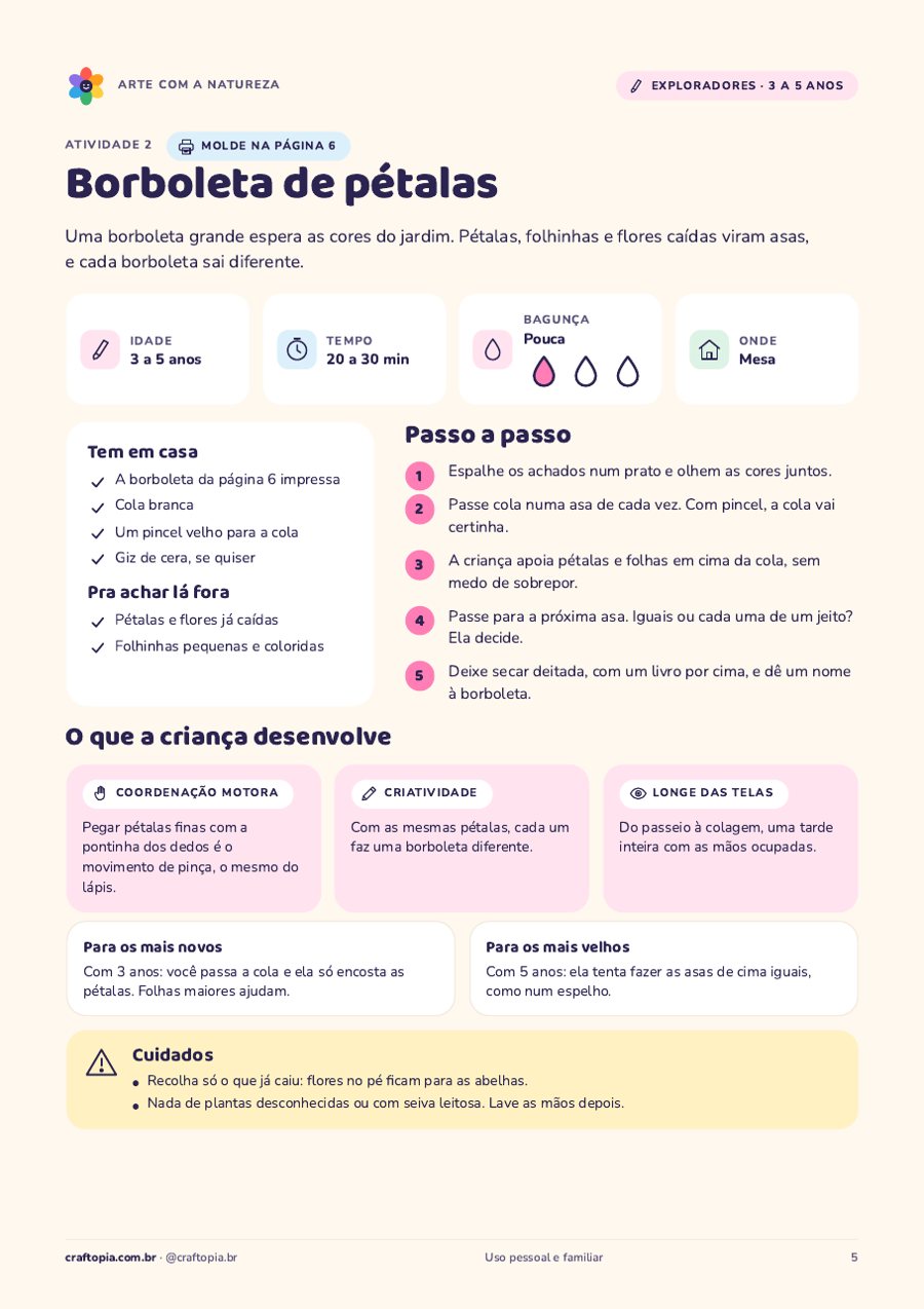 Página de dentro de Arte com a natureza para exploradores
