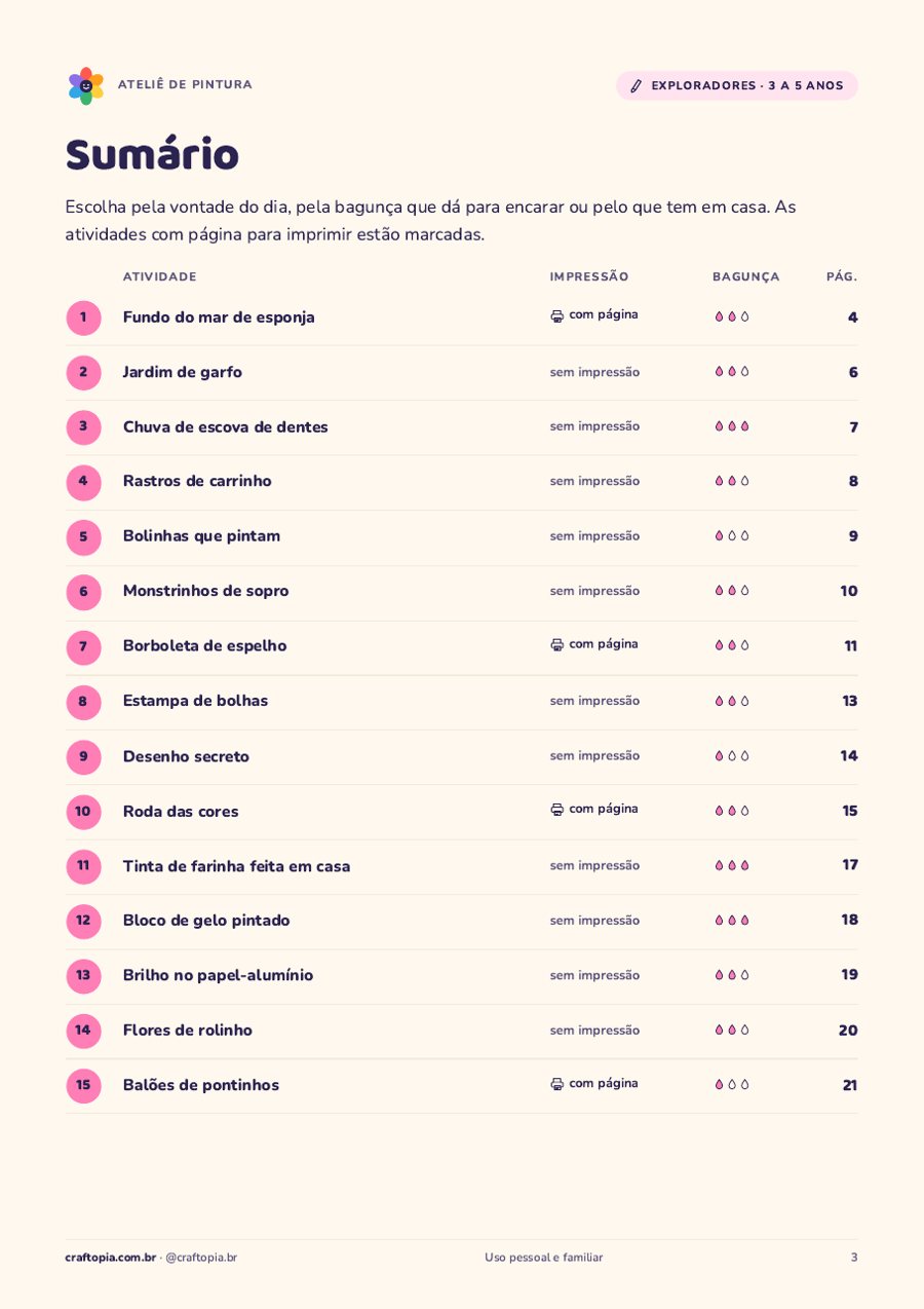 Página 2 de amostra de Ateliê de pintura para exploradores