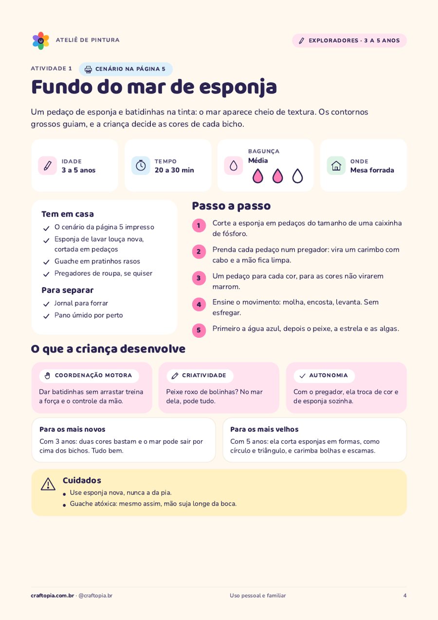 Página 3 de amostra de Ateliê de pintura para exploradores