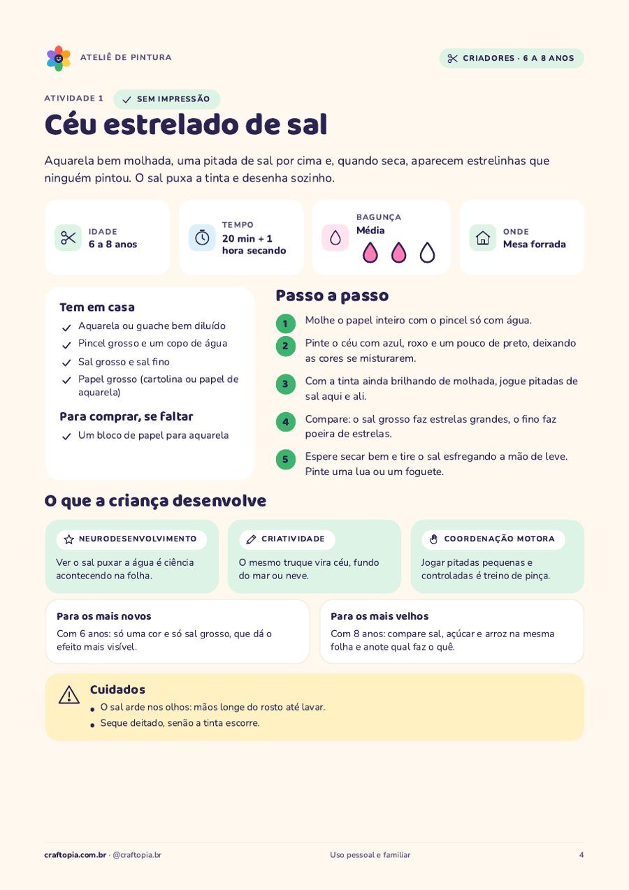 Página 3 de amostra de Ateliê de pintura para criadores