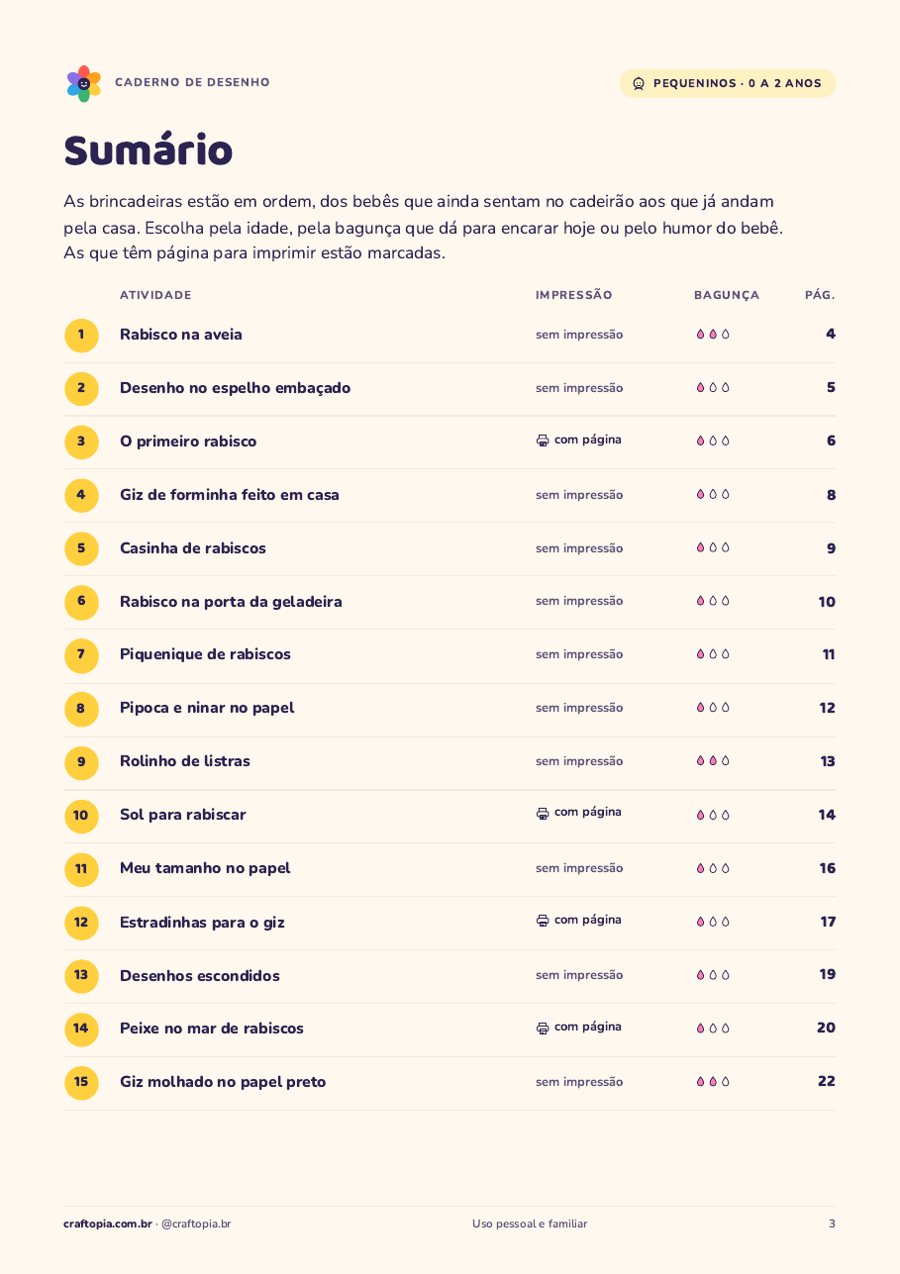 Página de dentro de Caderno de desenho para pequeninos