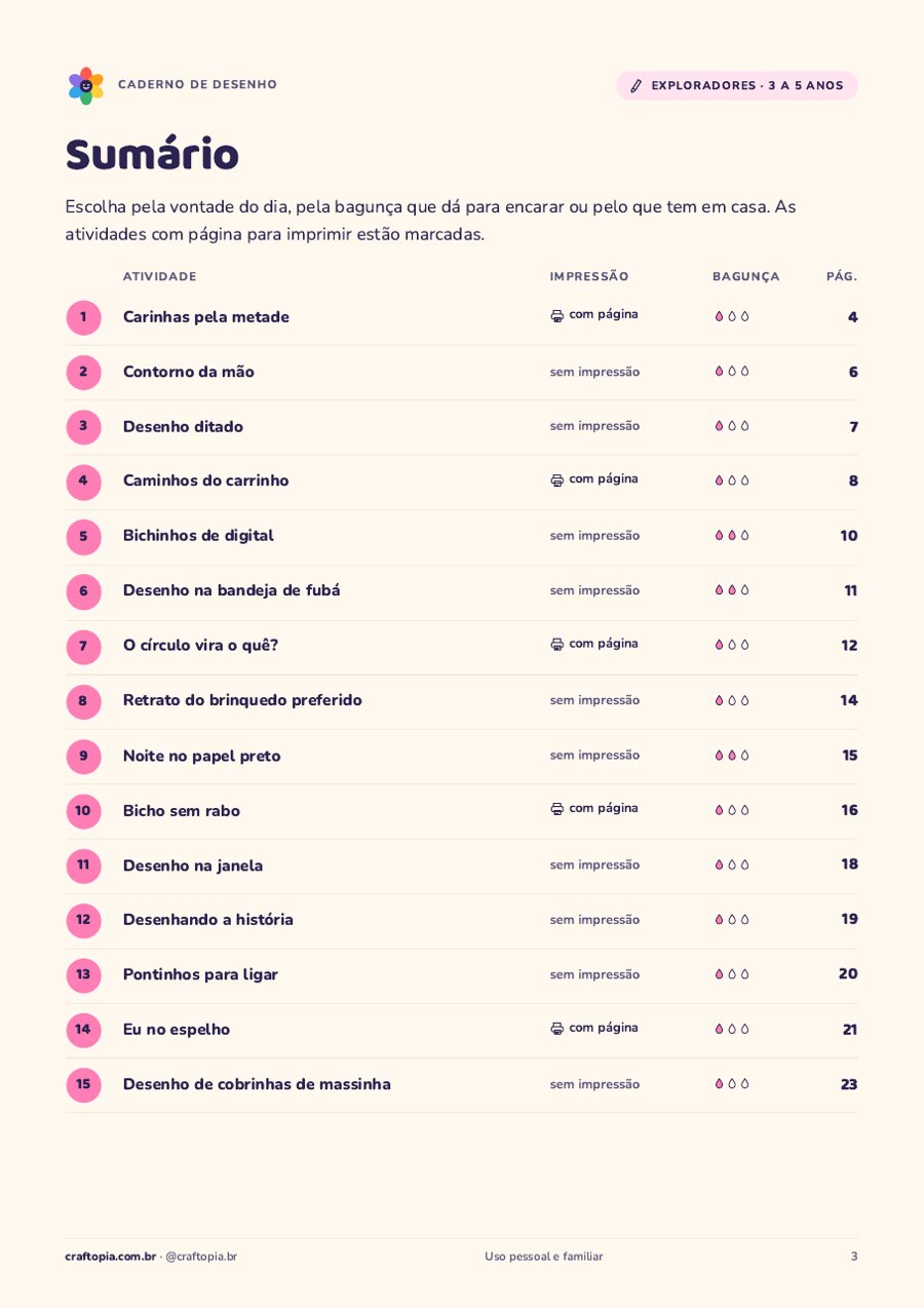 Página de dentro de Caderno de desenho para exploradores