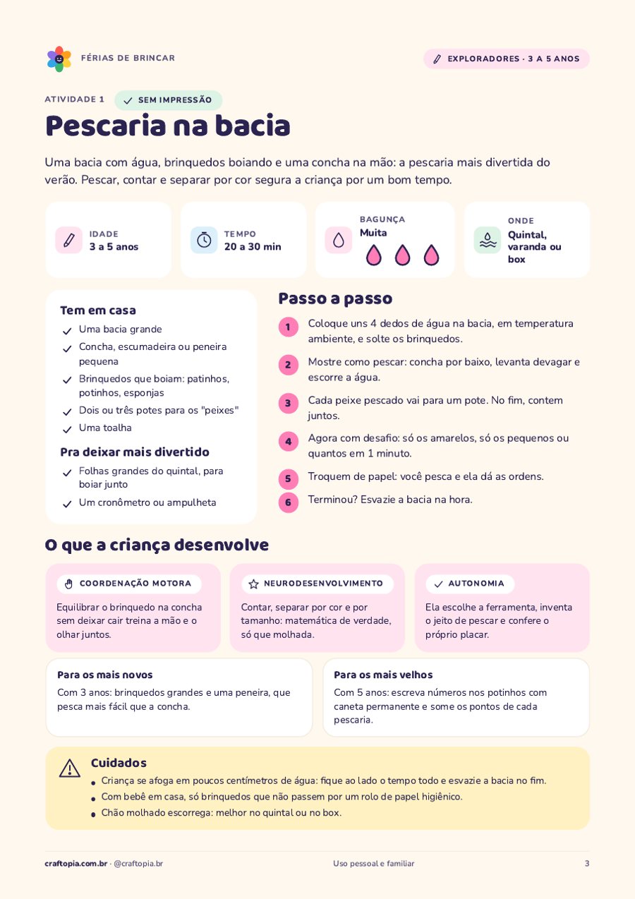 Página 2 de amostra de Férias de brincar para exploradores