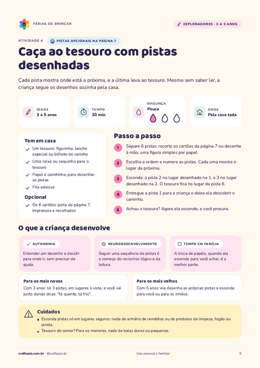 Página 4 de amostra de Férias de brincar para exploradores