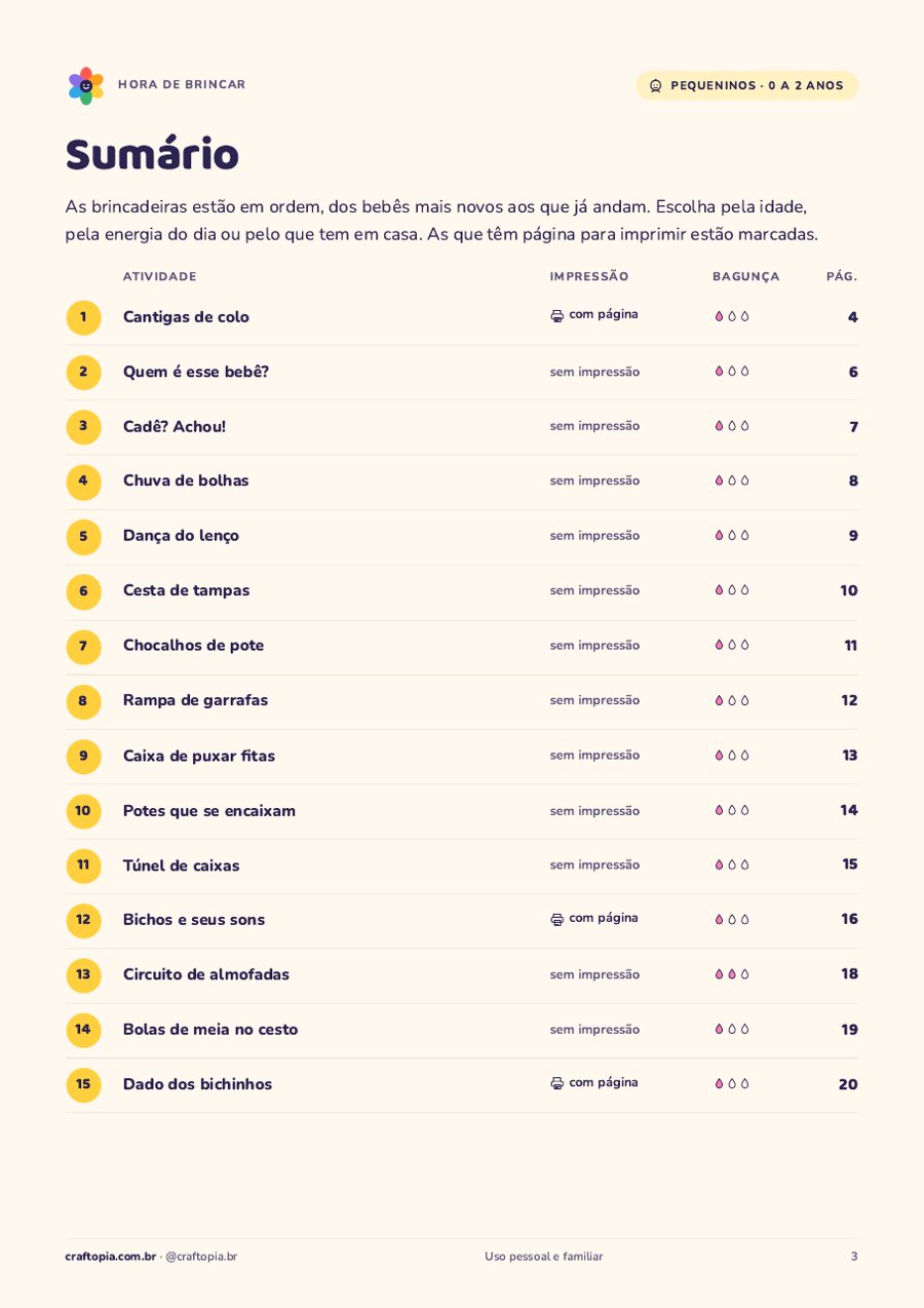 Página 2 de amostra de Hora de brincar para pequeninos