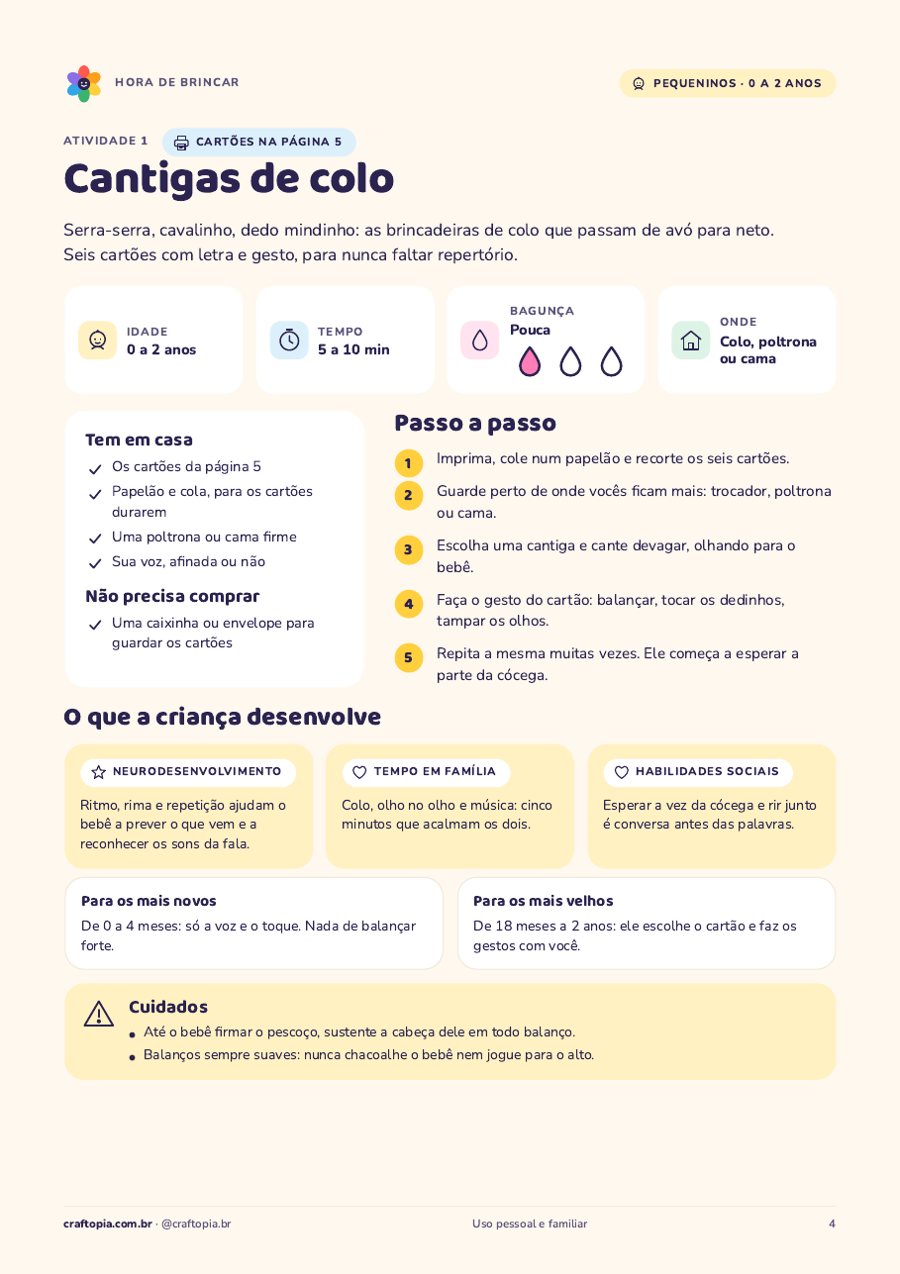 Página 3 de amostra de Hora de brincar para pequeninos