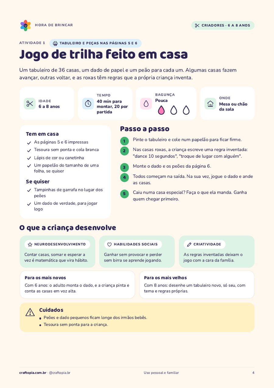 Página 3 de amostra de Hora de brincar para criadores