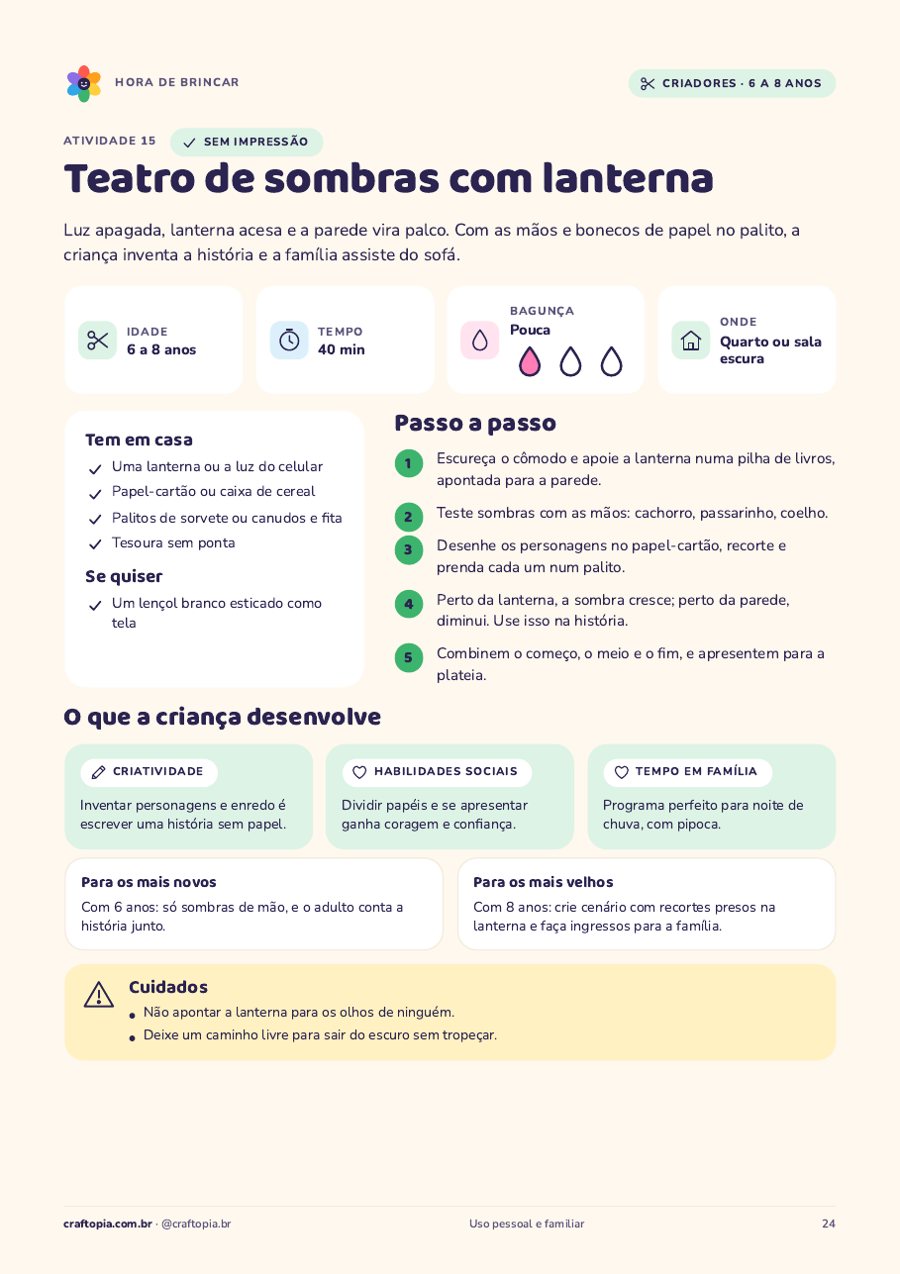 Página 5 de amostra de Hora de brincar para criadores