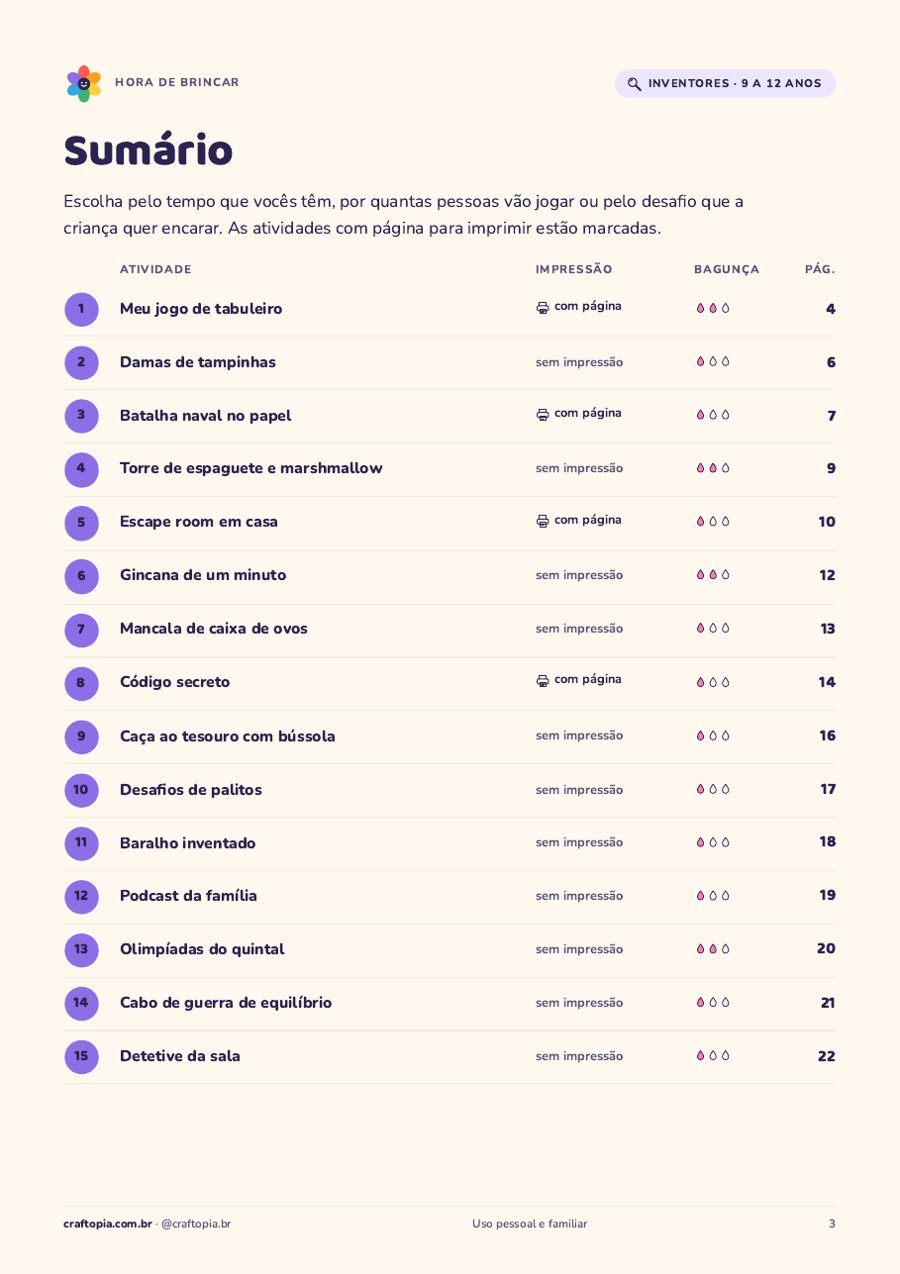 Página 2 de amostra de Hora de brincar para inventores