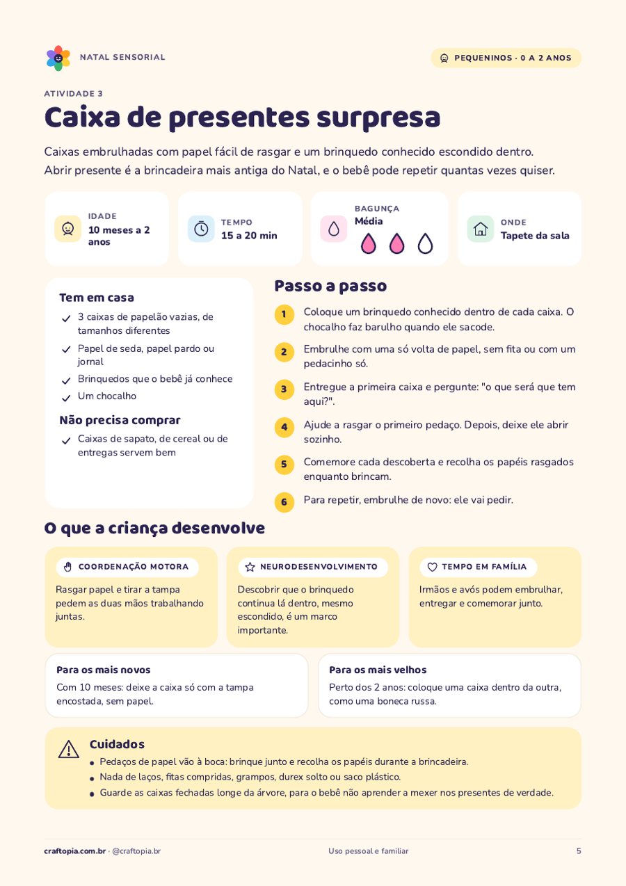 Página 4 de amostra de Natal sensorial dos pequeninos