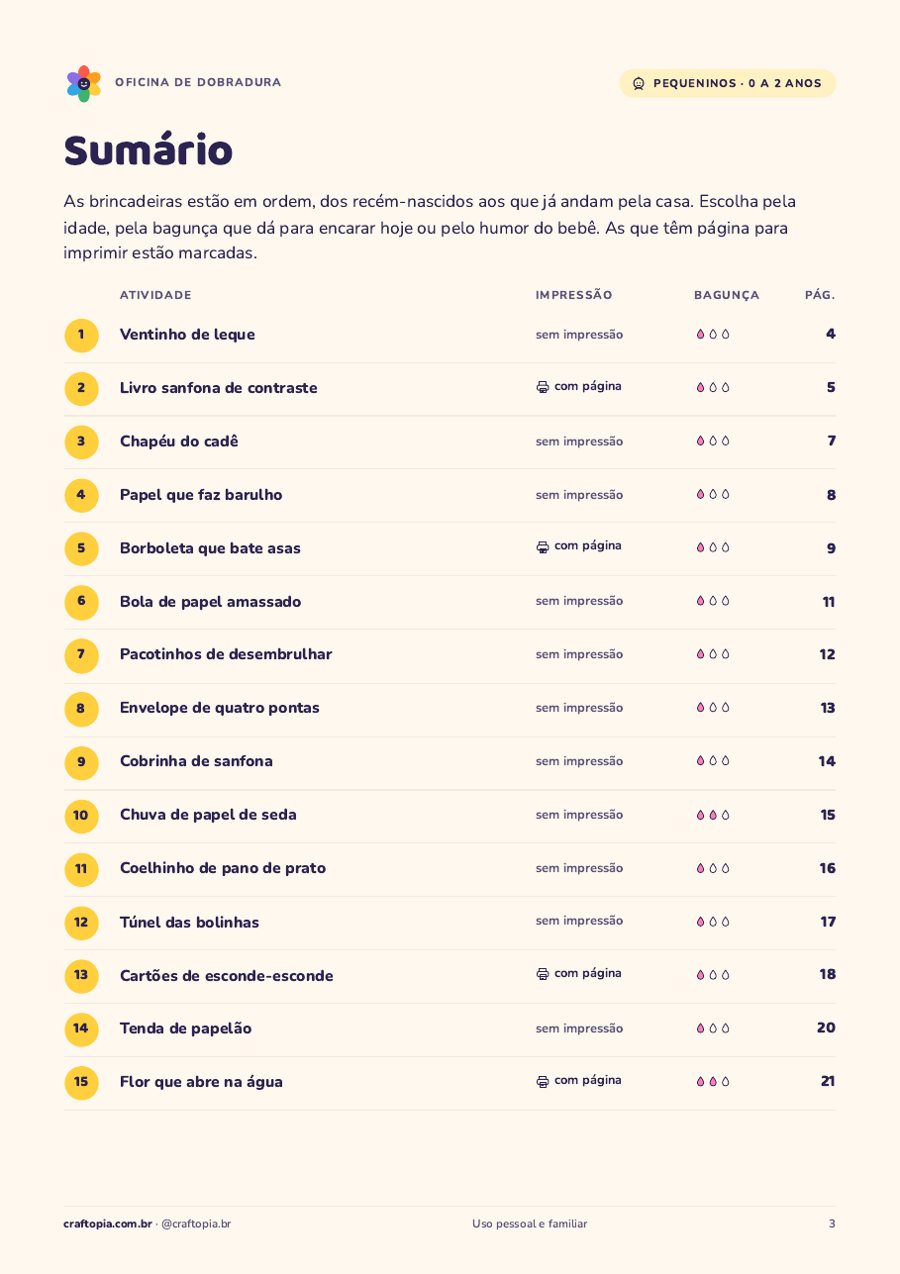 Página de dentro de Oficina de dobradura para pequeninos