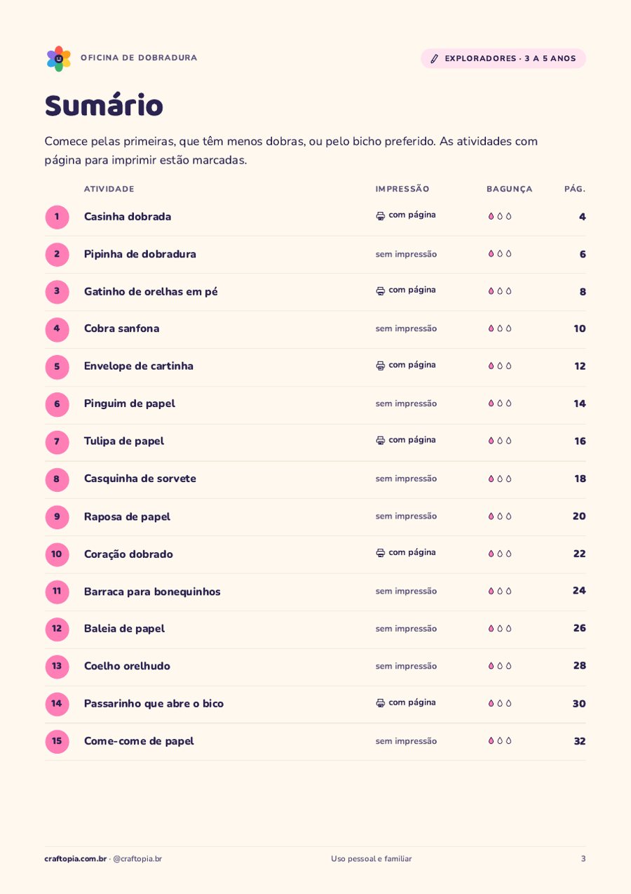 Página de dentro de Oficina de dobradura para exploradores