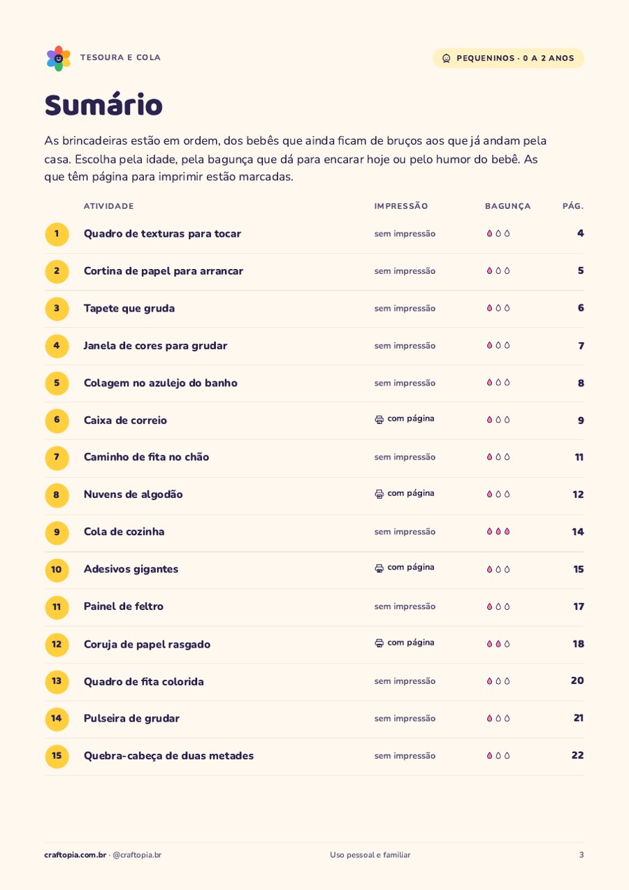 Página de dentro de Tesoura e cola para pequeninos