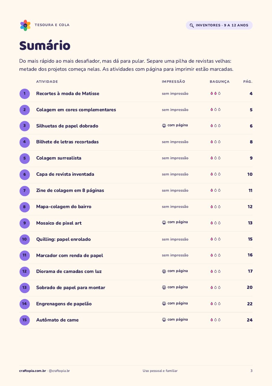Página de dentro de Tesoura e cola para inventores